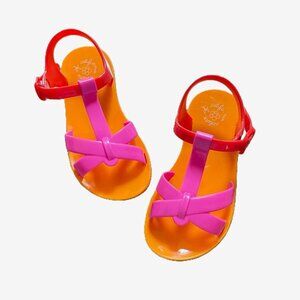 Colors of California Multicolor  Pink Orage T-strap Sandals, Toddler Girls 10